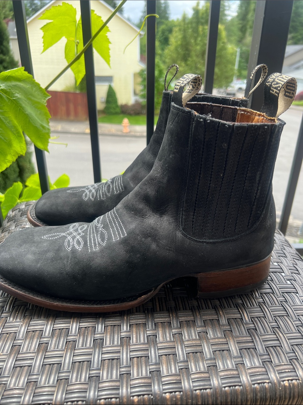 Goldrush square toe boot 
Legend Black Suede Western Chelsea Boots for Men